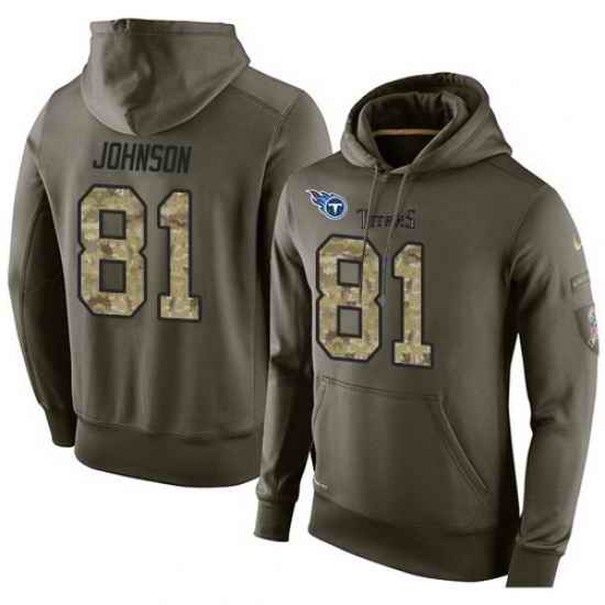NFL Nike Tennessee Titans 81 Andre Johnson Green Salute To Service Mens Pullover Hoodie